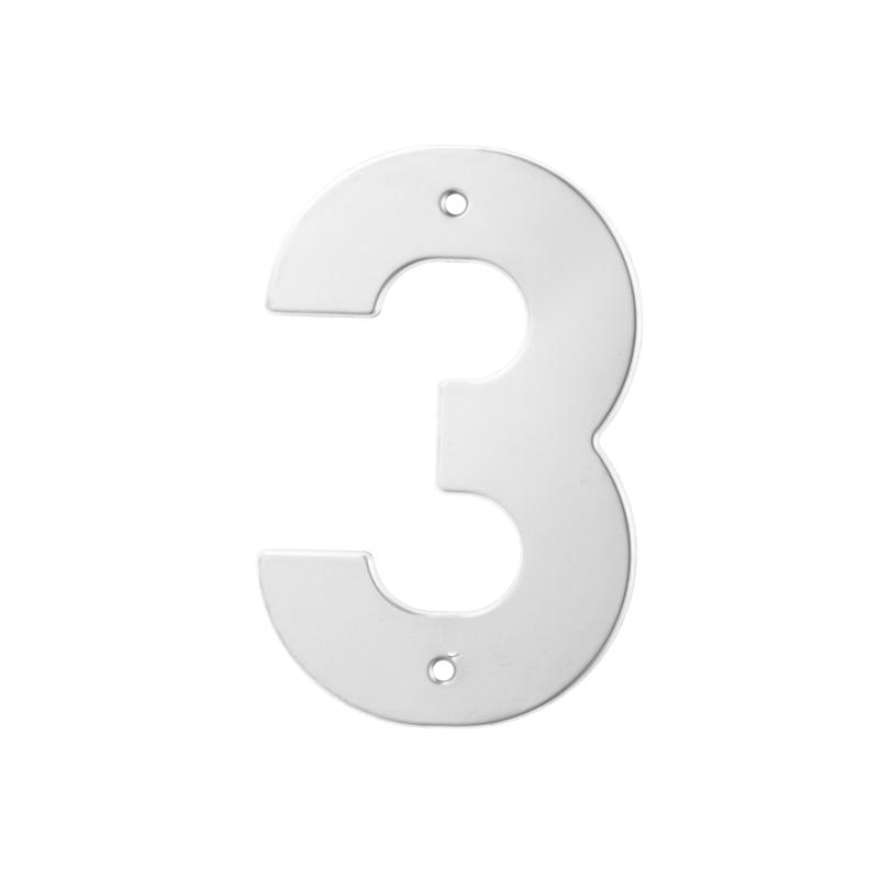 NÚMERO 3 RESIDENCIAL AÇO INOX. 430 POLIDO 150MM